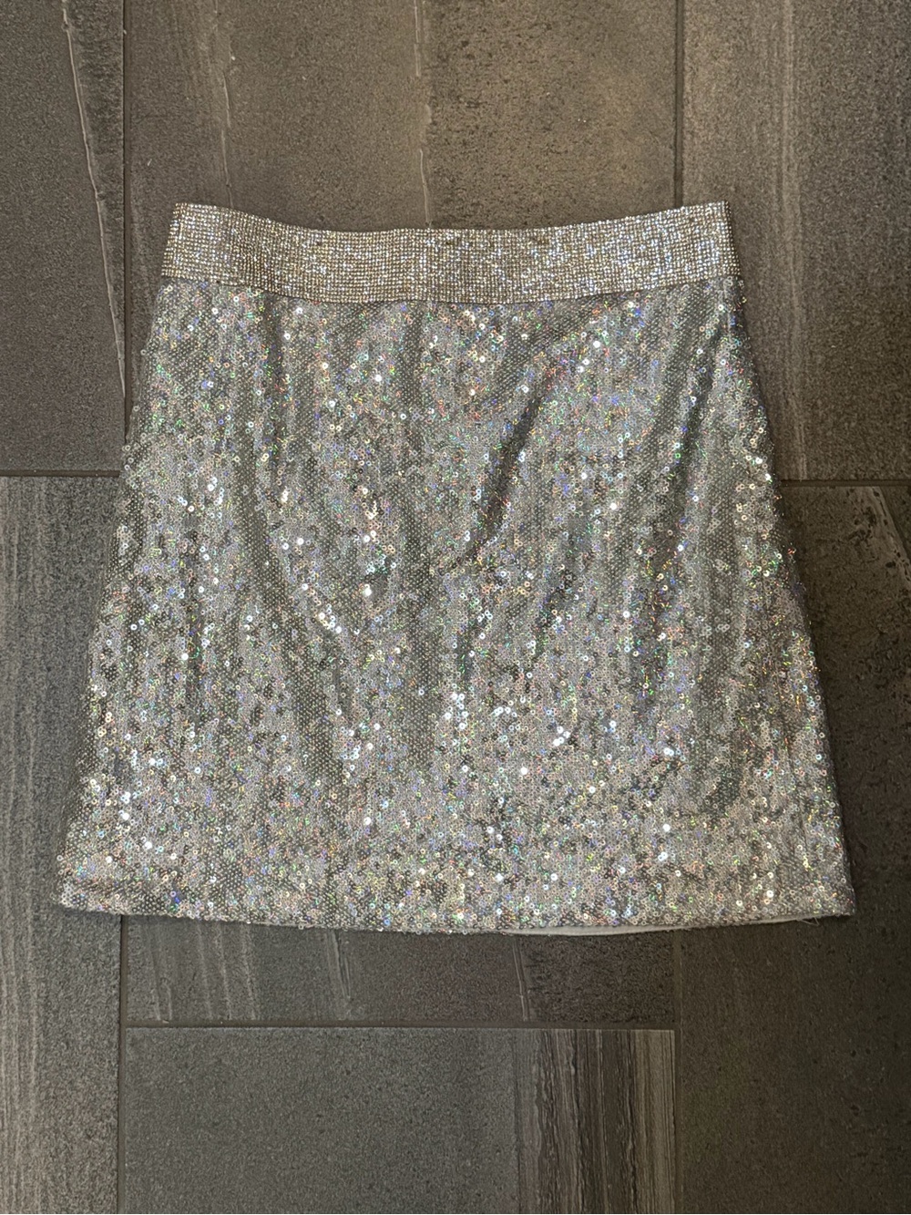 Forever 21 silver sequin rhinestone skirt y2k